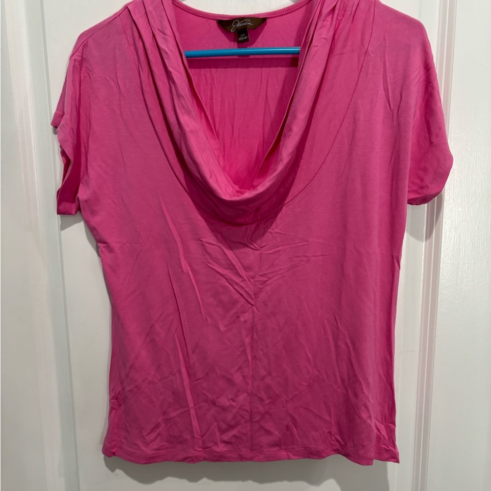 Jessica Pink Cowl Neck Top, Sz S